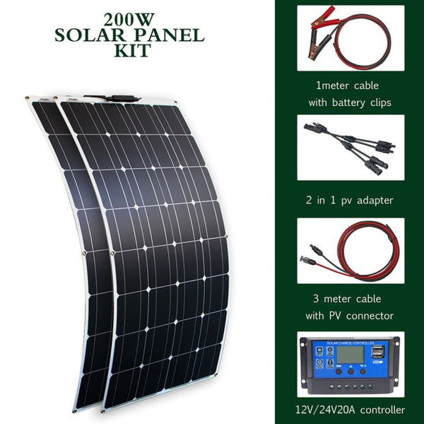 solar panel kit and 300w 200w 100w flexible solar panels 12v 24v high efficiency battery charger module