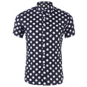 Black White Polka Dot Shirt Men Chemise Homme Casual Button Up Mens Dress Shirts Garden Point Camisas Masculina USA Size XS-XXL