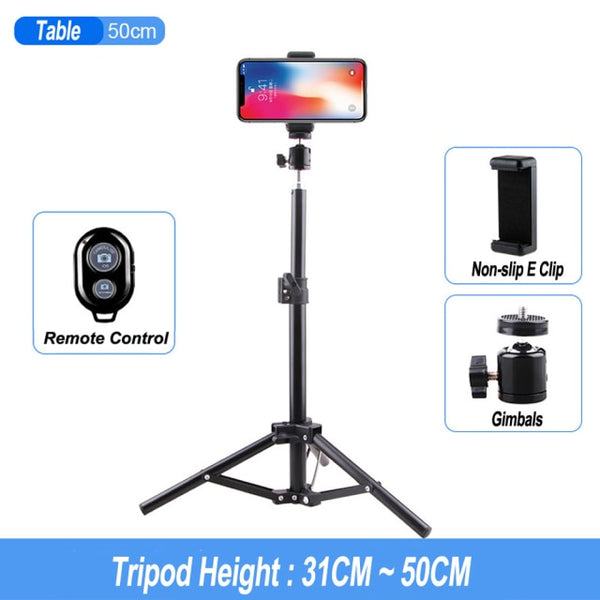 Aluminum Tripod With Control For iphone Gopro Xiaomi Huawei Cell Phone Live Photography Selfie Tripod For Ring Light Camera