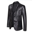 Fall 2021 New Suit Oversized Leather Jacket Business Fashion Men's Vegan Jacket Men's Slim Fit PU Leather Jacket Suit For Men
