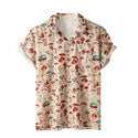 Short Sleeve Shirt Men Summer Mushroom Loose Baggy Casual Hawaii Holiday Beach Shirt Tee Tops Buttons Blouse Camisas De Hombre