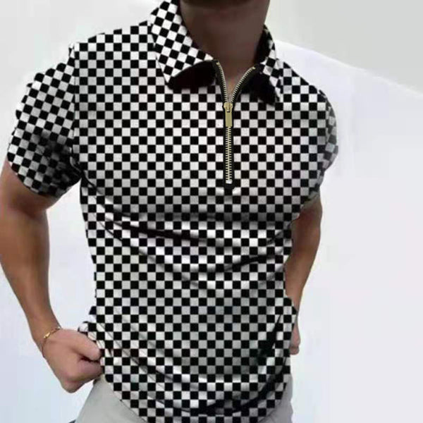 Men Polo Shirt Summer New Short Sleeve Oversized Loose Zipper Color Matching Clothes Luxury Male Tee Shirts Top U.S. Yards