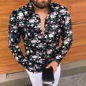 Spring Autumn Men's Print Casual Long Sleeve Shirts Youthful vitality Hip Hop Button-down Shirt Male Blouses Tops Size S-3XL