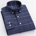 100% Oxford Cotton Longsleeve Shirt for Men buttons Plaid Shirt Striped pocket Mens Shirts 8XL Large Sizes Streetwear camisas