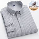 100% Oxford Cotton Longsleeve Shirt for Men buttons Plaid Shirt Striped pocket Mens Shirts 8XL Large Sizes Streetwear camisas