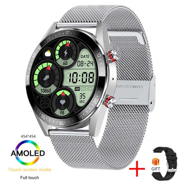 454*454 AMOLED screen smart watch Always display the time bluetooth call local music smartwatch for men Android TWS earphones