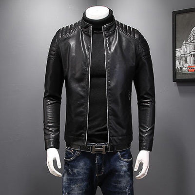 HCXY 2021 Autumn and winter Men's Leather Jackets Coats High quality Slim Fit Windproof Waterproof PU Leather jacket Men
