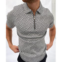 Man Polo Shirt Mens Casual Plaid Zip Lapel Cotton Polo shirt Men Short Sleeve Top Quality polo men Luxury Temperament