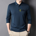 National Geographic High Quality Polo Shirt Men Long Sleeve Turn Down Collar Neck Regular Fit Thermal Sports Shirt Pullover