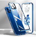 Coque 360 Magnetic Case For iPhone 13 Mini 12 Pro MAX 11 Pro Case Metal Bumper Tempered Glass Cover Camera Lens Protector Film