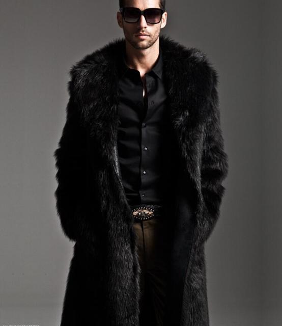2020 Autumn and Winter Men's Faux Fur Large Lapel Fur Long Men's Faux Fur Jacket Plus Size Men's Overcoat Mens Clothing