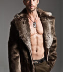 2020 Autumn and Winter Men's Faux Fur Large Lapel Fur Long Men's Faux Fur Jacket Plus Size Men's Overcoat Mens Clothing