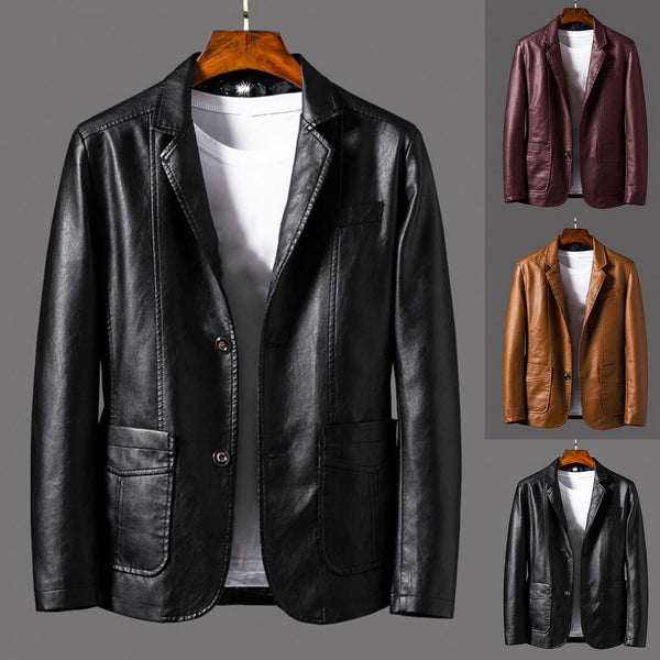 Men's Leather Jackets Spring Autumn New Arrival Mens PU Blazer Men Male Slim Casual Blazer Suit Jacket Plus Size Outerwear