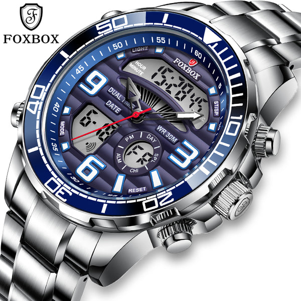 2021 LIGE Brand Foxbox Digital Mens Watches Top Luxury Sport Quartz Wristwatch For Men All Steel Military Waterproof Clock+Box