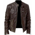 2021 Men Leather Jacket Plus Size Black Brown Mens Stand Collar Coats Leather Biker Jackets  Motorcycle Leather Jacket