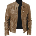 2021 Men Leather Jacket Plus Size Black Brown Mens Stand Collar Coats Leather Biker Jackets  Motorcycle Leather Jacket