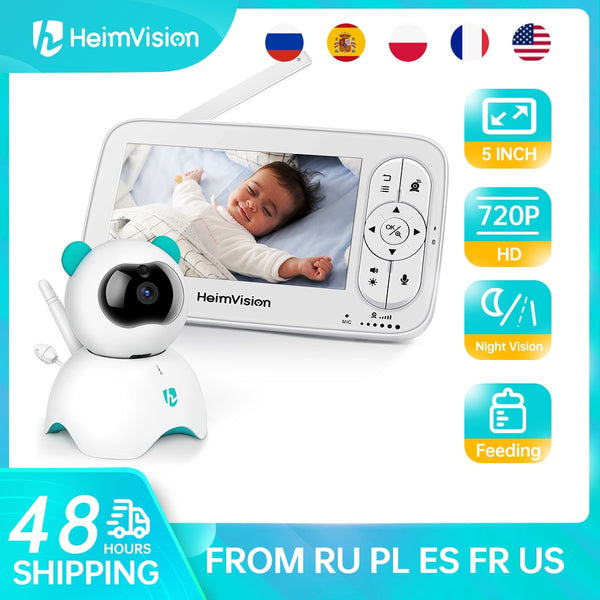 HeimVision HM136 5.0 Inch Baby Monitor with Camera Wireless Video Nanny 720P HD Security Night Vision Temperature Sleep Camera