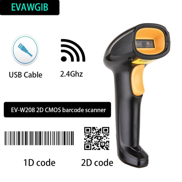 EVAWGIB EV-WJ08 Wireless 1D Barcode scanner EV-B208 Bluetooth 2D Barcode scanner QR Bar Code Reader PDF417 for IOS Android IPAD