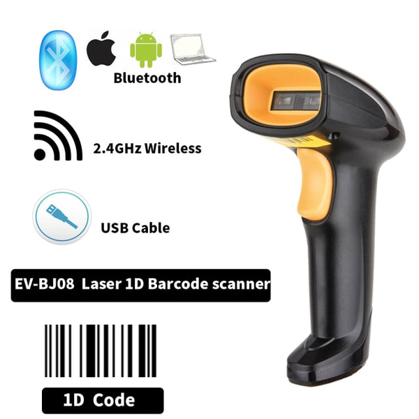 EVAWGIB EV-WJ08 Wireless 1D Barcode scanner EV-B208 Bluetooth 2D Barcode scanner QR Bar Code Reader PDF417 for IOS Android IPAD