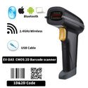 EVAWGIB EV-WJ08 Wireless 1D Barcode scanner EV-B208 Bluetooth 2D Barcode scanner QR Bar Code Reader PDF417 for IOS Android IPAD