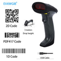 EVAWGIB EV-WJ08 Wireless 1D Barcode scanner EV-B208 Bluetooth 2D Barcode scanner QR Bar Code Reader PDF417 for IOS Android IPAD