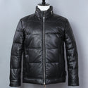 Leather Down Jacket Men Sheepskin White Duck Down Jacket Slim Stand Collar Black Winter Coat Genuine Leather Jacket