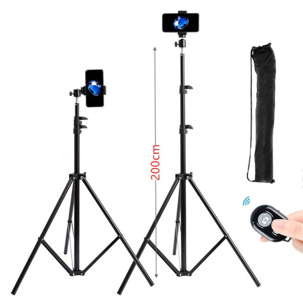 Portable 160cm 200cm Selfie Strong Photo Tripod Stand For Mobile Phone Digital Camera Ring lamp With Bluetooth Remote