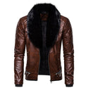 2021 New Design Motorcycle Bomber Add Wool Leather Jacket Men Autumn Turn Down Fur Collar Removable Slim Fit Male Warm Pu Coats