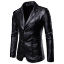 2021 Spring Autumn Fashion New Men's Casual Lapel Leather Dress Suit Coat / Male Fashion Business Casual Pu Blazers Jacket