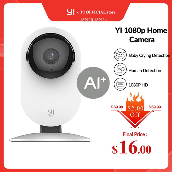 YI 1080p Home Camera IP Camera Smart Video Cams With Montion Detect Wifi Camera Security Protection Mini Camera Pet Cat Dog Cam