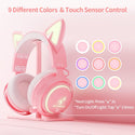 SOMiC GS510 2.4G Wireless Cat Ear Pink Headphones With 4 Covers Games/Video/Live 3 Modes Headset for PS5/PS4/PC Retractable Mic