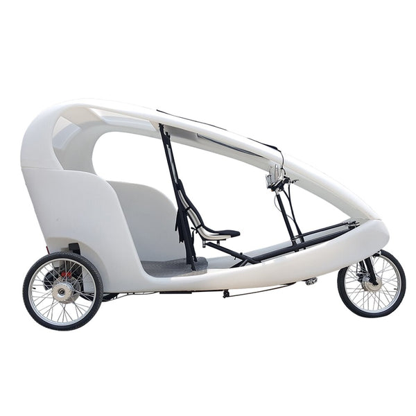 White Color 3 Wheels Electric Tricycle For Adults With Solar Panel 3 Seats Passenger Cargo Bike Customizable
