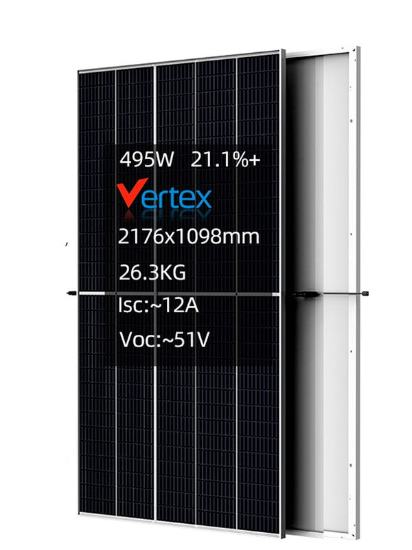 Trinasolar Tier One Brand  Bifocal Black Solar Panel 495W 500W 21.1% Efficiency Half Cell Perc Solar System Home Off Grid Vertex