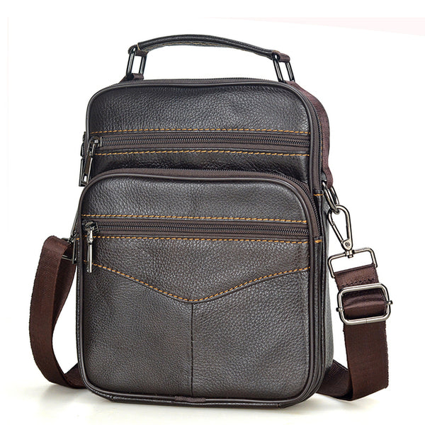 Small Men Genuine Leather Handbag Male Fashion Shoulder Bag High Quality Cowhide Leather Crossbody Bag Men's Briefcase Tote