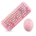 MOFii 2.4G Wireless Keyboard+Optical Mouse Set Mixed Candy Color Roud Keycap Keyboard and Mouse Comb for Laptop Notebook PC Girl