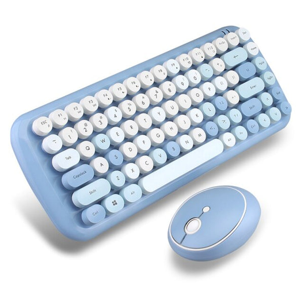 MOFii 2.4G Wireless Keyboard+Optical Mouse Set Mixed Candy Color Roud Keycap Keyboard and Mouse Comb for Laptop Notebook PC Girl