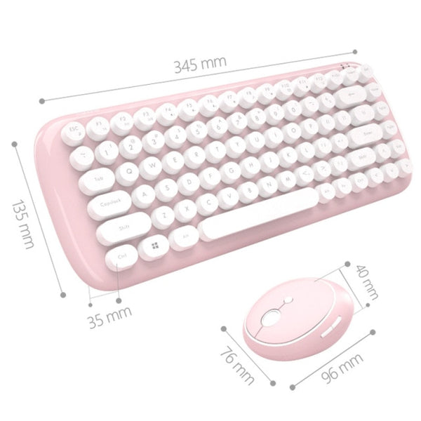 MOFii 2.4G Wireless Keyboard+Optical Mouse Set Mixed Candy Color Roud Keycap Keyboard and Mouse Comb for Laptop Notebook PC Girl