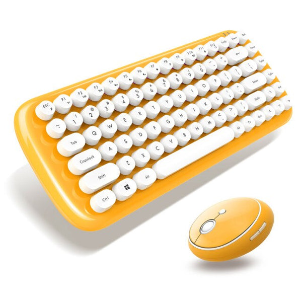 MOFii 2.4G Wireless Keyboard+Optical Mouse Set Mixed Candy Color Roud Keycap Keyboard and Mouse Comb for Laptop Notebook PC Girl