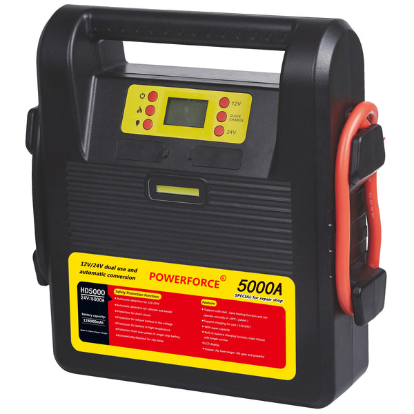 HD 5000 128000 mah peak 5000 Ampere heavy duty jump starter powerful booster lithium iron fast charging