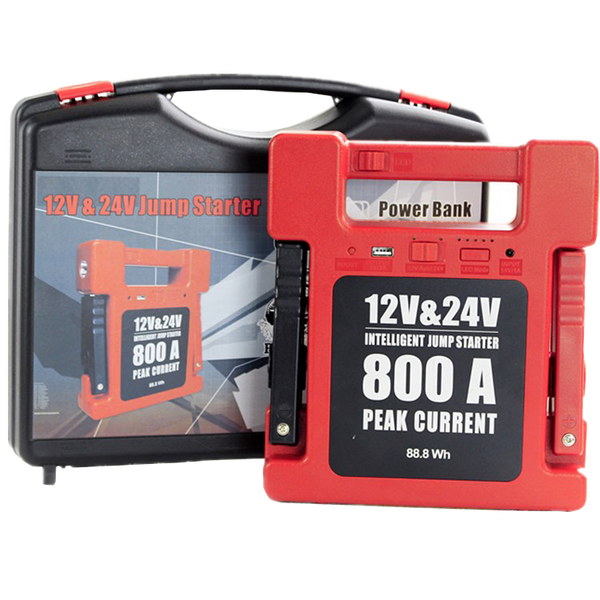 High Power 800A Peak 24000mAh/28000mAh 12V/24v Portable Car Lithium Jump Starter Battery Booster