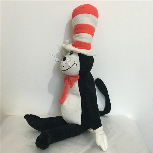 High Quality Dr.Seuss Classic Anime Cat in The Hat Plush Toy Kawaii Cat Soft Stuffed Doll Kids Gift 50cm