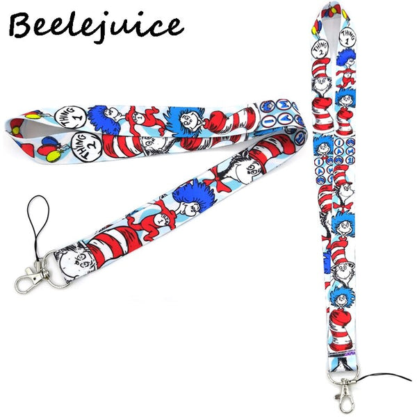 24pcs Dr Seuss cat Neck Lanyard keychain Mobile Phone Strap ID Badge Holder Rope Key Chain Keyrings cosplay Accessories Gifts