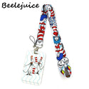 12sets Dr seuss Christmas Cat Cartoon Lanyard Credit Card ID Holder Bag Student Women Travel Cover Badge Car Keychain Decoration