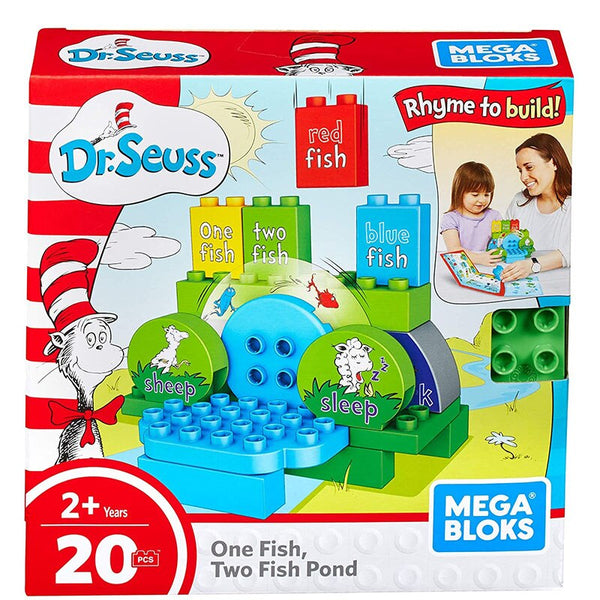 Mega Bloks Dr. Seuss One Fish Two Fish Pond Set Big Building Blocks Educational Toys Construction Toys Best Gift for Ages 3+