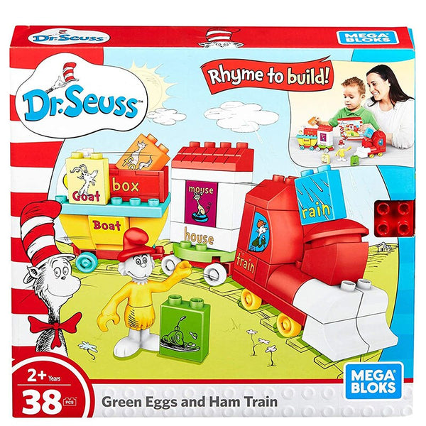 Mega Bloks Dr. Seuss Green Eggs and Ham Train Set Big Building Blocks Educational Toys Construction Toys Best Gift for Ages 2+