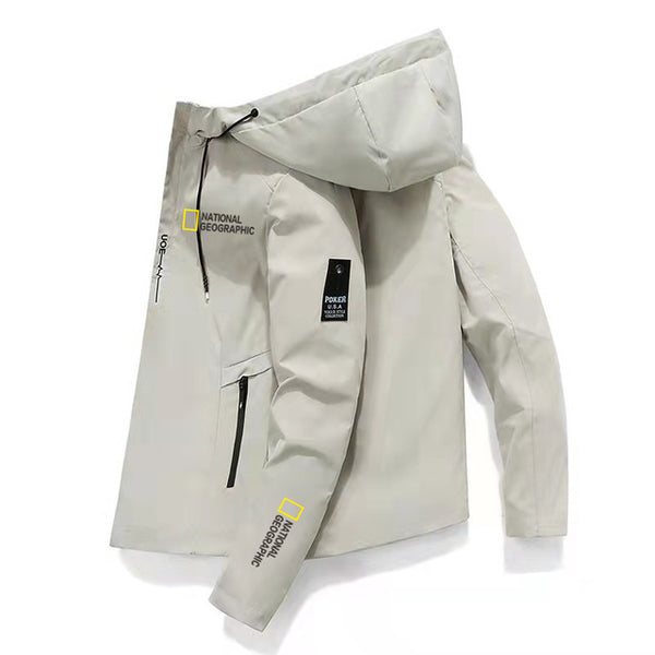 National Geographic Menswear, hiking and outdoor camping jacket, breathable and waterproof Hoodie, windproof adventure suit, new