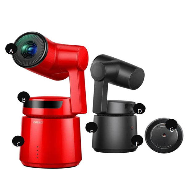 Obsbot Tail 360 Security Camera with Tap Lock Gesture AI Tracking Pin-Pointing Zoom to Fix Eureka Moments Launch Pad function