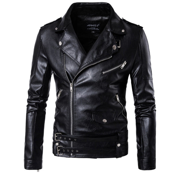 2022 New Motorcycle Pilot Leather Jacket Fashion Brand Men's Designer Punk Wind Oblique Zipper Design Men's Leather Jacket Coat