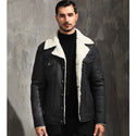 2021 Fashion White Fur Black Shell Sheepskin Leather Clothing Men Good Quality Natural Sheepskin Shearling Jackets