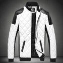 Men's PU Jackets Black White Patchwork Colors Leather Moto Biker Jacket Locomotive Outerwear Male Autumn/Winter Casual Coats